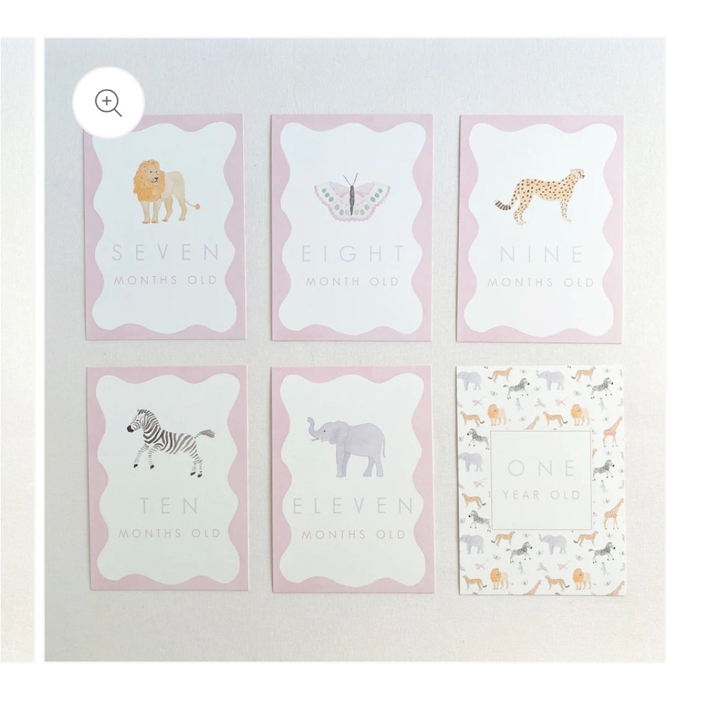 Baby Milestone Cards pink animals